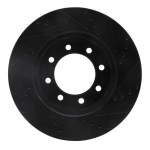 Dodge Ram 2500 Brake Rotor (1) - Front Left - R1 Concepts - Drilled & Slotted - Black - `09-`25